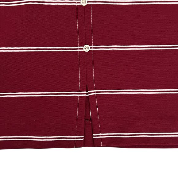 Verona Knits Vintage Sleeveless Burgundy & White Striped Mod Dress (S) - Picture 13 of 16